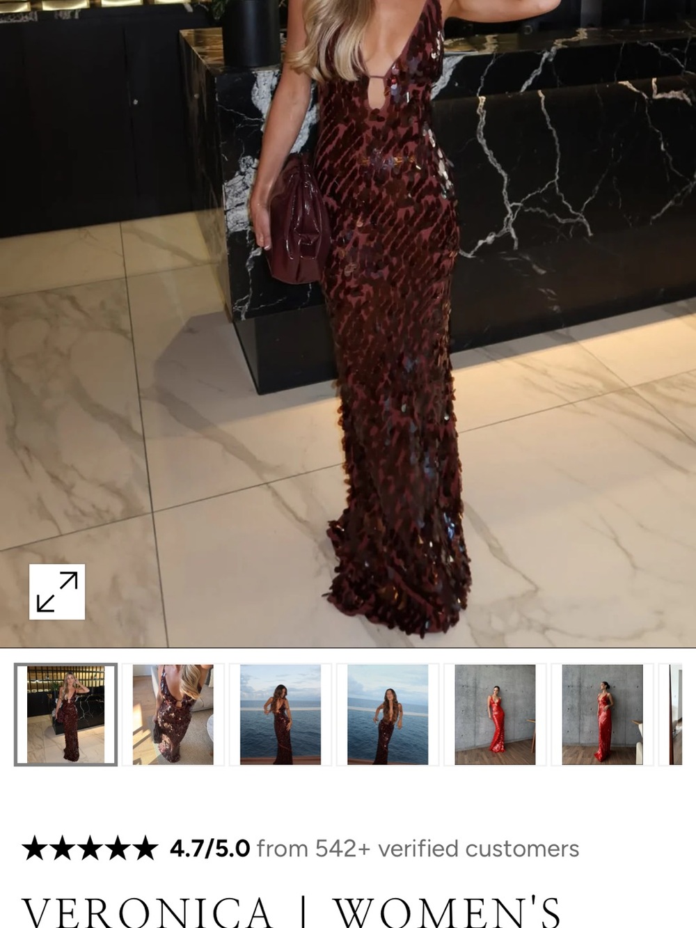 Maroon Sequin Maxi Dress